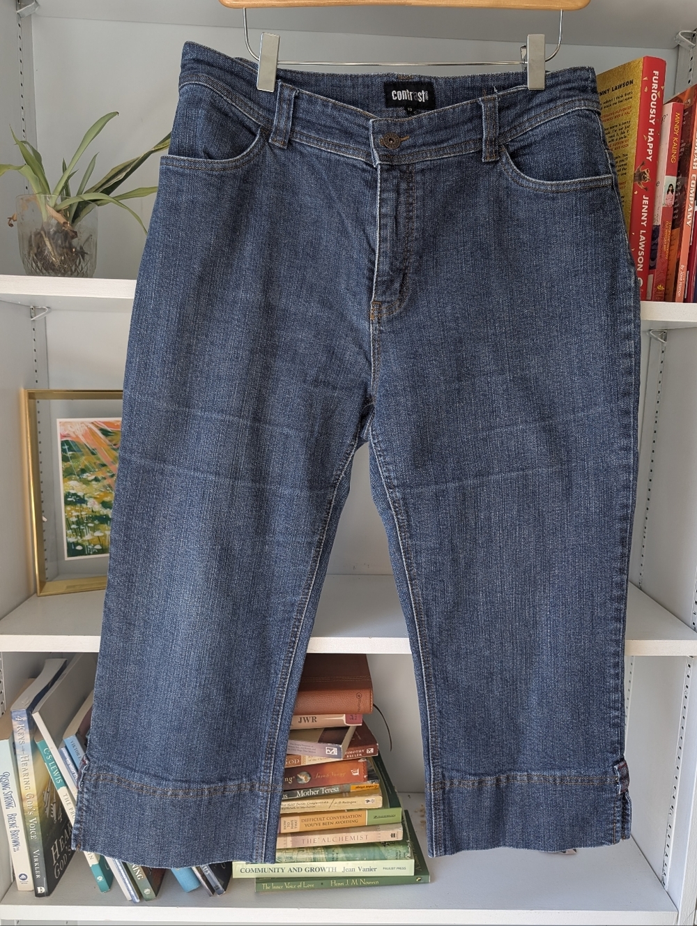 Y2K Women's Dark Blue Capri Jeans Denim Size 12 / 13